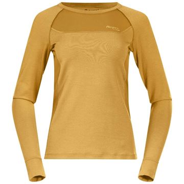 Bergans Cecilie Wool Long Sleeve Light Golden Yellow / Golden Y merinoull ullgenser